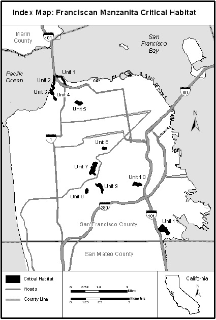 Franciscan Manzanita Critical Habitat Map
